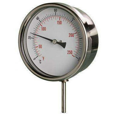 100mm Stainless Steel Case HVAC Stem Thermometers