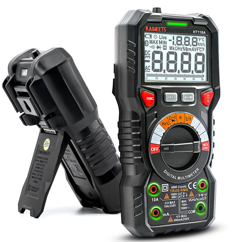 Kaiweets HT118A Digital AC/DC Multimeter - TRMS 6000 Counts - GNW Instrumentation